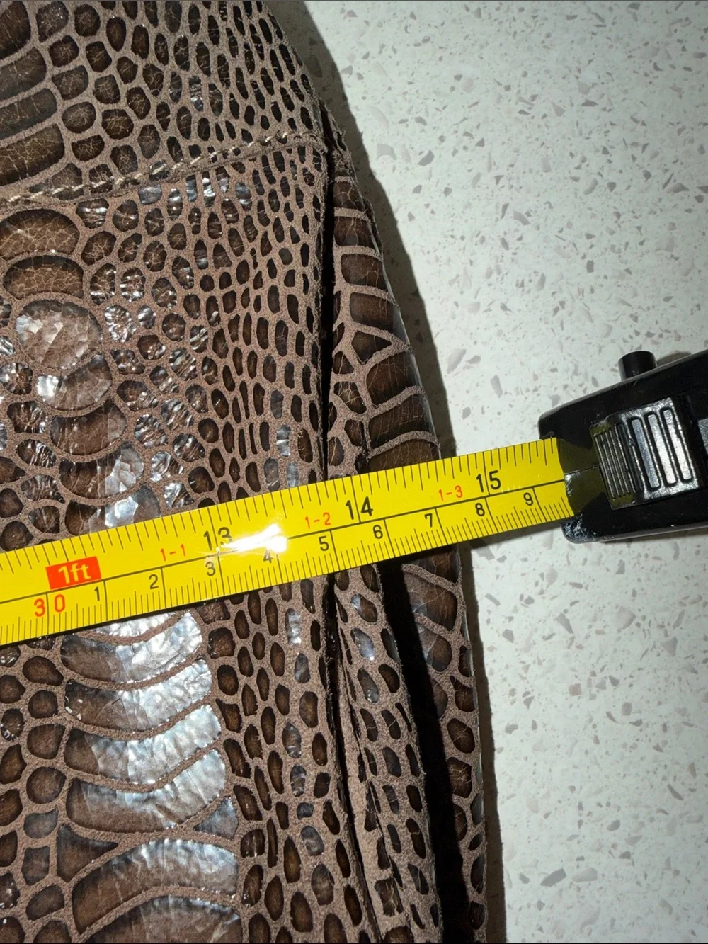 VTG Y2K 90s Croc Animal Print Brown Textured Leather Shoulder Bag Crossbody